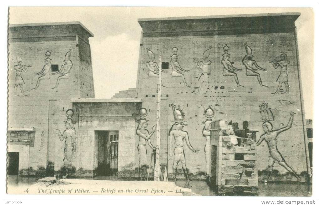 Egypt, The Temple Of Philae, Reliefs On The Great Pylon, Early 1900s Unused Postcard [12865] - Assouan