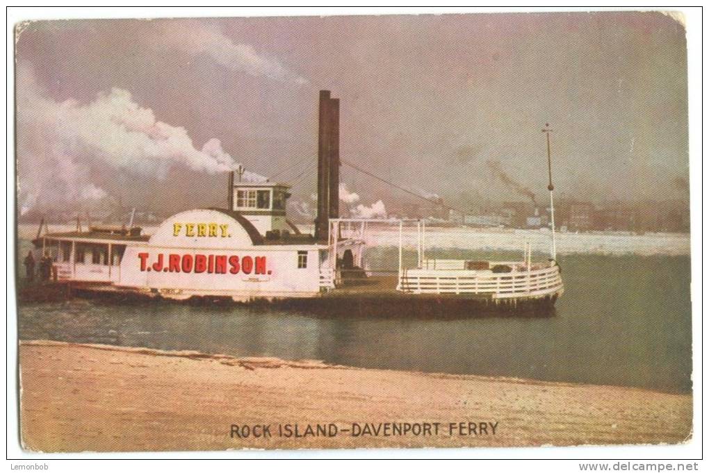 Rock Island, Davenport Ferry, 1909 Used Postcard [12870] - Davenport