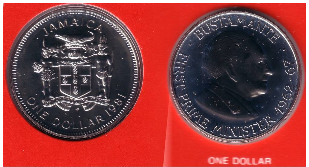 JAMAICA - 1 Dollar 1981 FM  -  KM#84.1  BU Prooflike  [Rare Date] - Jamaique