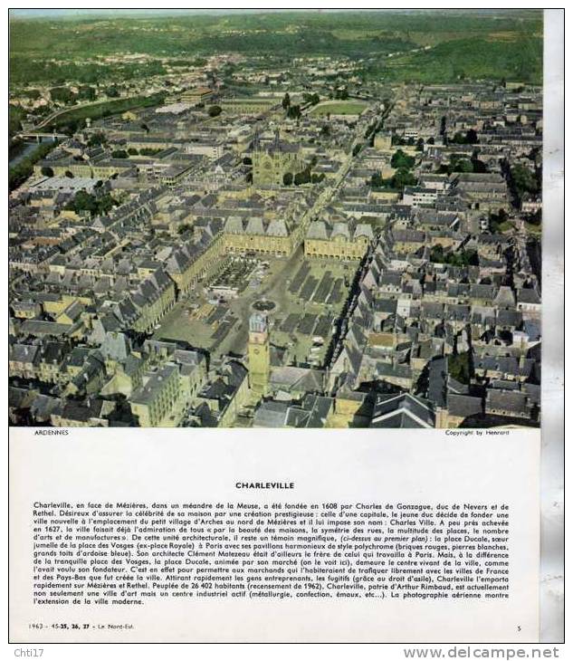 CHARLEVILLE  1963  /  CENTRE VILLE ENVIRONS DE LA PLACE DUCALE   /    PHOTO FORMAT 24X20CM EDITION 1963 - Lieux