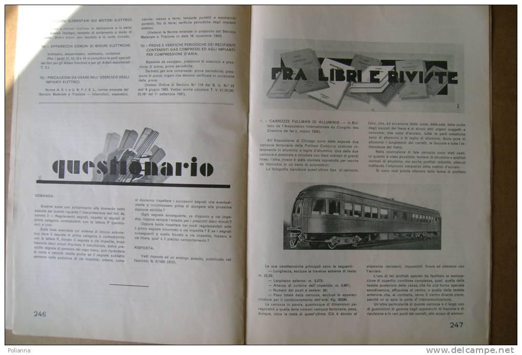 PFA/33 LA TECNICA PROFESSIONALE - PERSONALE FERROVIARIO 1935/TRENI/FERROVIE DELLO STATO - Textos Científicos