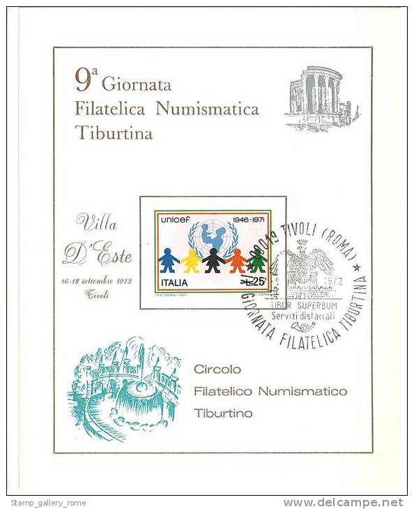 CARTOLINA  - 9° GIORNATA FILATELICA NUMISMATICA TIBURTINA - A. S. VILLA D´ESTE - TIVOLI ROMA  ANNO 1972 - MARCOFILIA - 1971-80: Poststempel