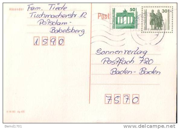 DDR / GDR - Karte Echt Gelaufen / Card Used (r831) - Postkaarten - Gebruikt