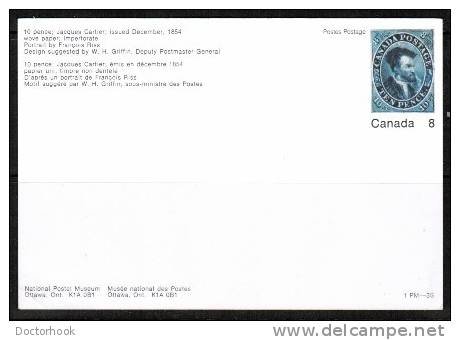 CANADA     OFFICIAL POST CARD Of  Original Jaques Cartier Stamp Of 1854 - 1953-.... Regering Van Elizabeth II