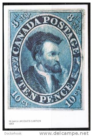 CANADA     OFFICIAL POST CARD Of  Original Jaques Cartier Stamp Of 1854 - 1953-.... Regno Di Elizabeth II