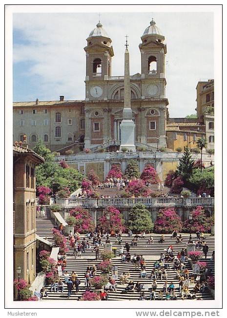 ## Italy PPC Roma Piazza Di Spagna Vatican Stamps (Pair) 1998 Sent To Denmark (2 Scans) - Orte & Plätze