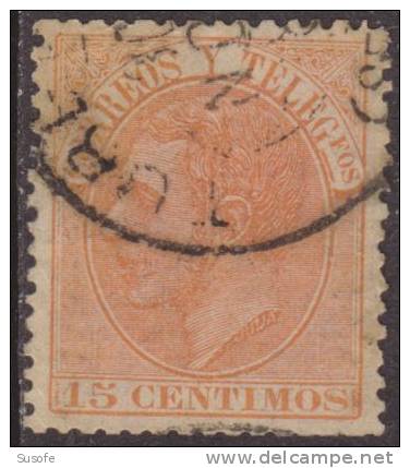 España 1882 Edifil 210 Sello º Personajes Rey Alfonso XII 15c Correos Y Telegrafos Michel 186a Yvert 193a Spain Stamps - Oblitérés