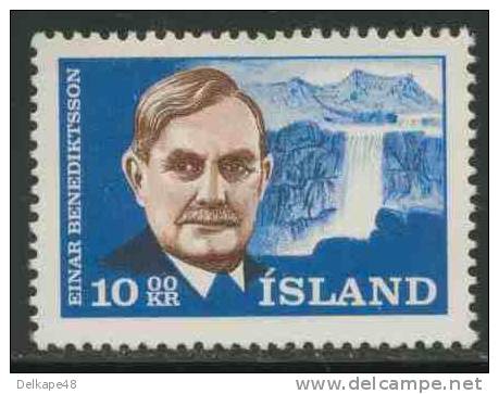 Iceland Island 1965 Mi 397 YT 352 ** Einar Benediktsson (1864-1940), Poet / Dichter; Wasserfall - Schriftsteller