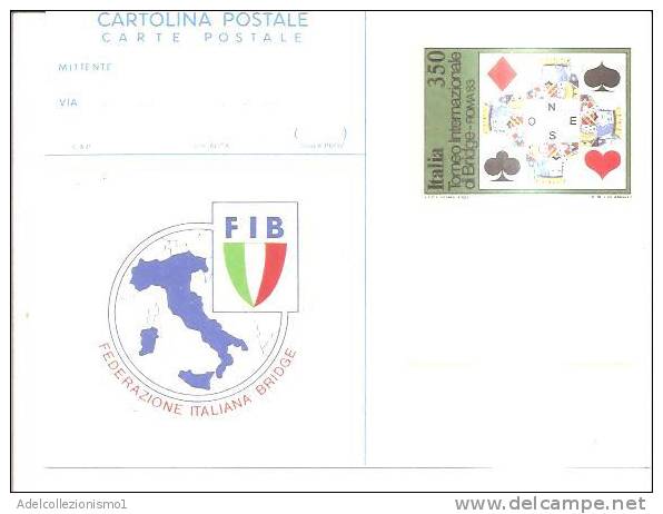 68985)cartolina Illustratoria Fib - Federazione Italiana Bridge - Carte Da Gioco