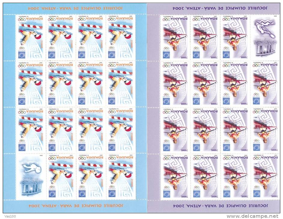 OLYMPIC GAMES, ATHENS, CANOE, GIMNASTICS, FENCING, SWIMMING,2004, MINISHEET 15 STAMPS,** MNH, ROMANIA - Summer 2004: Athens