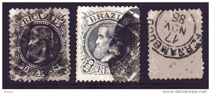 Brésil Lot De  Timbres Ob. 1866-77 N°24 à 26 C.15.€ - Gebruikt