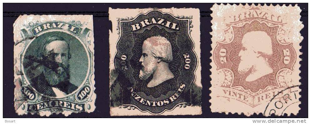 Brésil Lot De  Timbres Ob. 1866-77 N°27-28-31 C.47.euros - Usati
