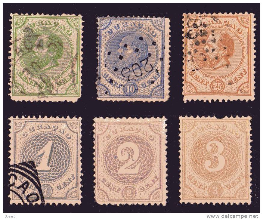 Curaçao Lot De 6 Timbres 1873-89 N°1-4-7-13-14-16 C.62€ - Niederländische Antillen, Curaçao, Aruba