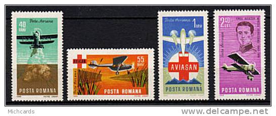 ROUMANIE 1968 - Aviation Sanitaire (Croix Rouge) Serie Neuve Sans Charniere (Yvert A214/17) - Unused Stamps