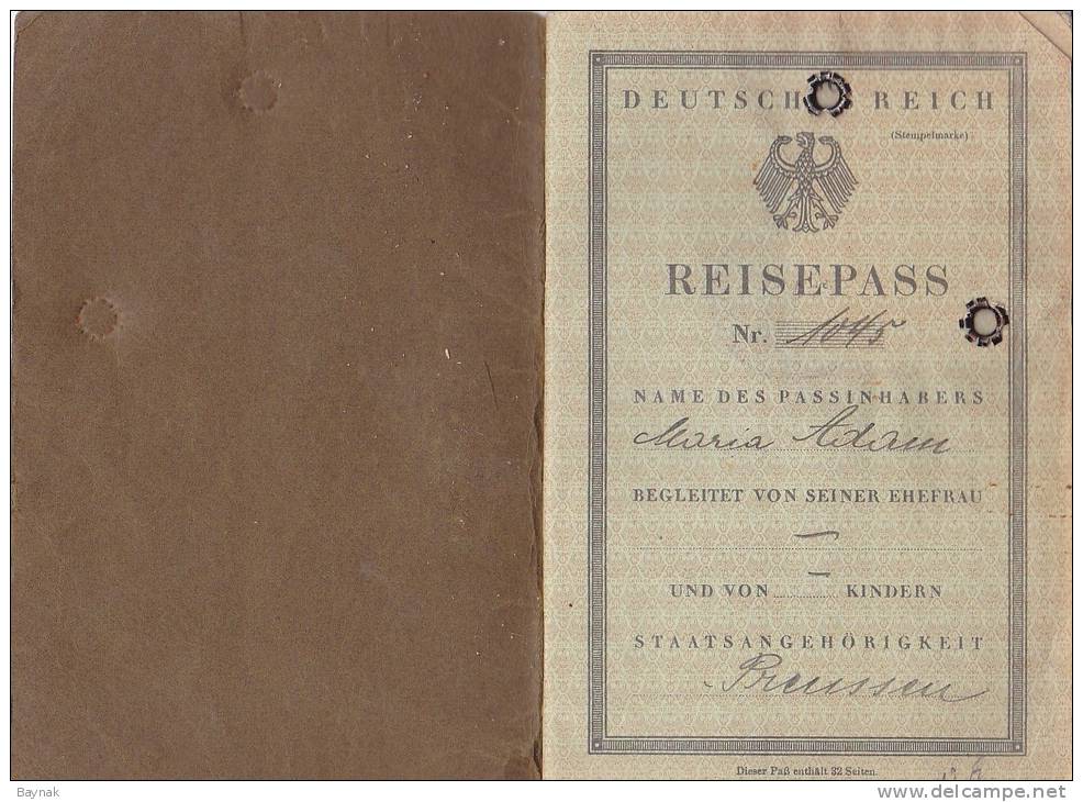 DR15  --  DEUTSCHES REICH  --  REISE - PASS  -   PASSPORT  --  WITH LADY PHOTO  --  1928 - Historische Dokumente