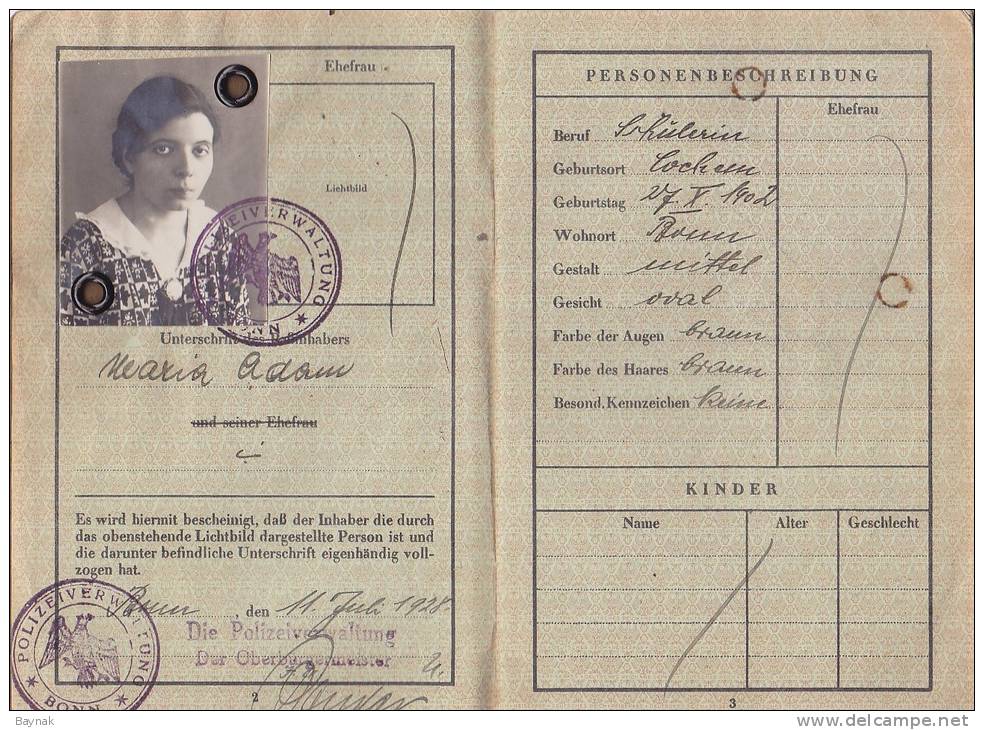DR15  --  DEUTSCHES REICH  --  REISE - PASS  -   PASSPORT  --  WITH LADY PHOTO  --  1928 - Historische Dokumente
