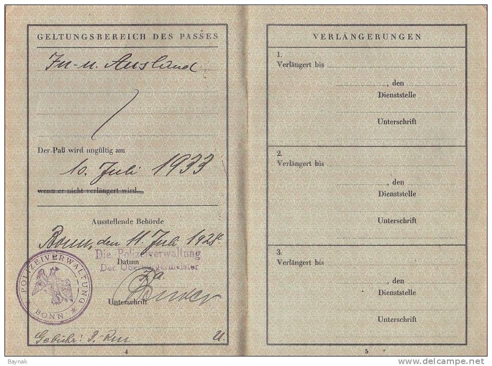 DR15  --  DEUTSCHES REICH  --  REISE - PASS  -   PASSPORT  --  WITH LADY PHOTO  --  1928 - Historische Dokumente