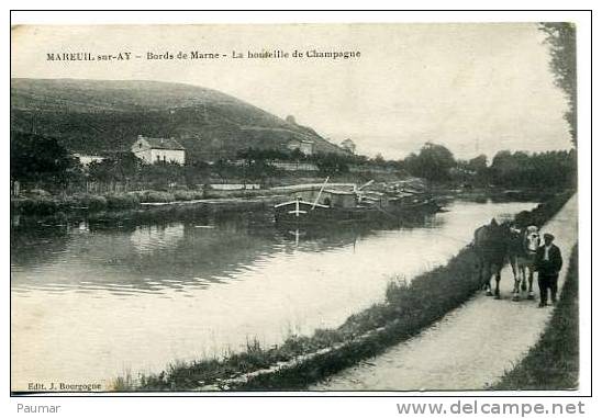 618    Mareuil Sur AY    Peniche Sur La Marne Tirée Par 2 Chevaux - Mareuil-sur-Ay