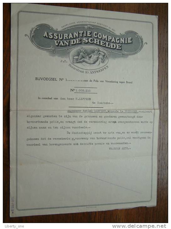 Assurantie Compagnie Van De SCHELDE Verzekering Tegen BRAND POLISN° 881817 - Anno 1911 Lippens Moerbeke ( Zie Foto´s ) ! - Banque & Assurance