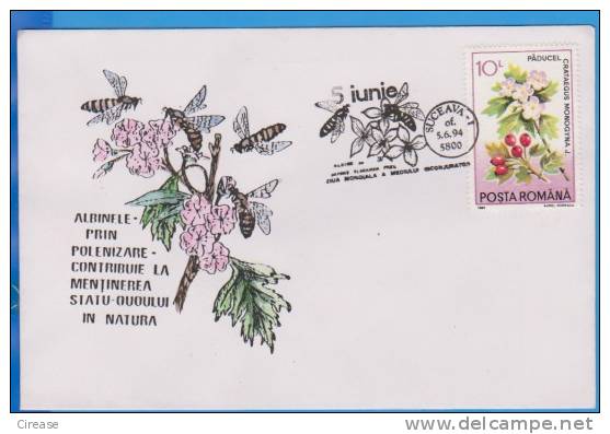 Insects. Bees Are Pollinating Plants. ROMANIA Cover 1994 - Honeybees