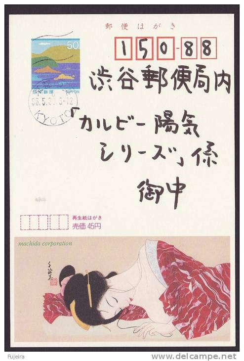 Japan Advertising Postcard, Painting, Beauty, Postally Used (jadu001) - Ansichtskarten