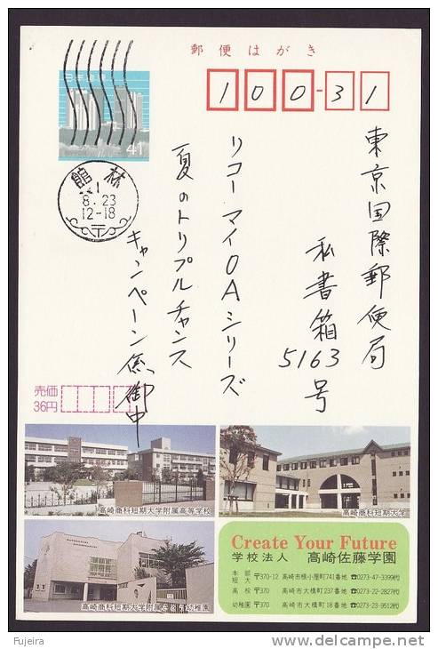 Japan Advertising Postcard, Kindergarten, School, College, Postally Used (jadu031) - Cartes Postales