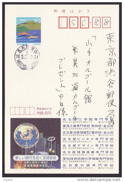 Japan Advertising Postcard, Computer Schools, Postally Used (jadu060) - Cartes Postales