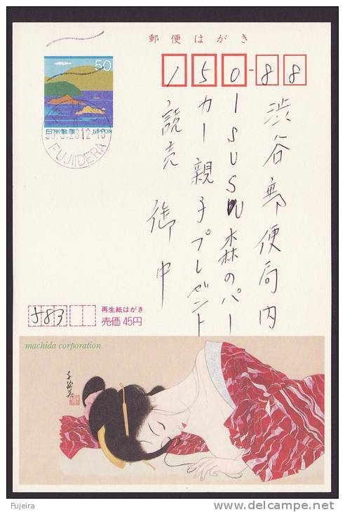 Japan Advertising Postcard, Painting, Beauty, Postally Used (jadu079) - Postales