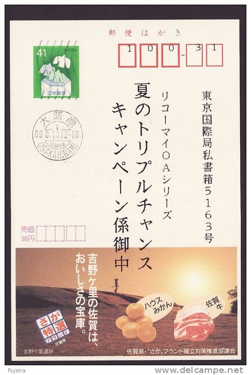 Japan Advertising Postcard, Orange, Beef, Postally Used (jadu087) - Postales