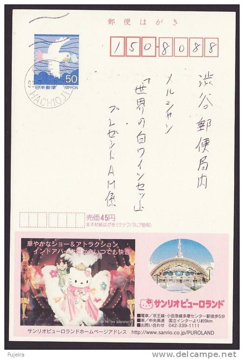 Japan Advertising Postcard, Sanrio Puroland, Kitty, Postally Used (jadu109) - Cartes Postales