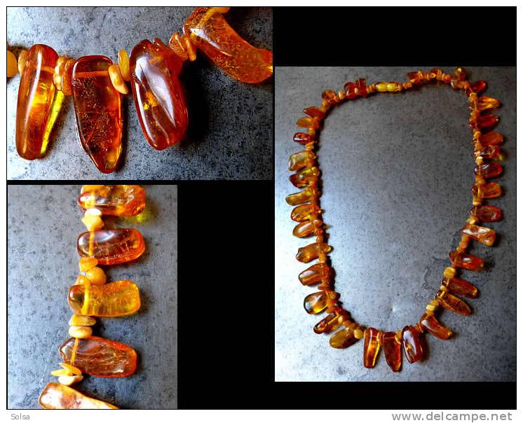 Ancien Tour De Cou Collier En Ambre / Vintage Russian Amber Necklace - Colliers/Chaînes