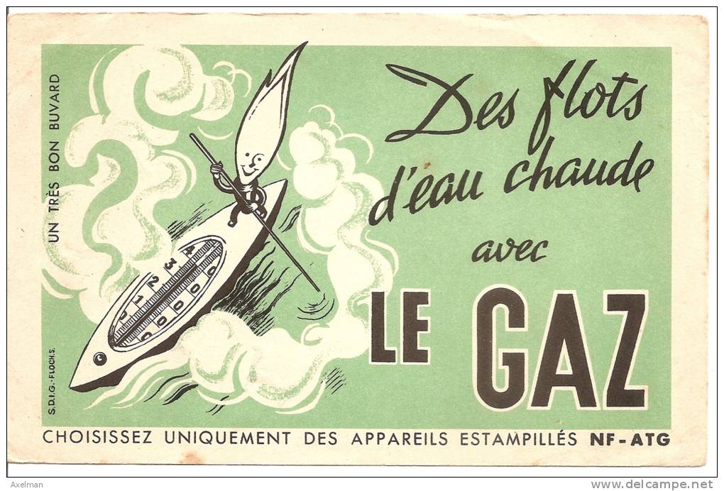 BUVARD: Des Flots D'eau Chaude Avec Le Gaz - Elettricità & Gas