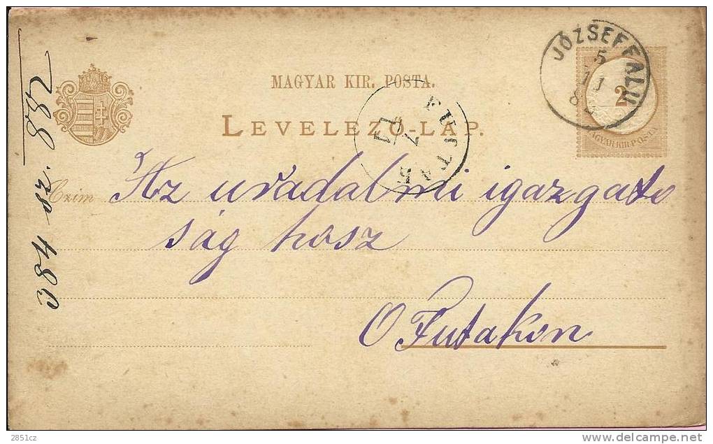 LEVELEZO-LAP, Joszeffalu - Futtak, 1882., Hungary, Carte Postale - Storia Postale