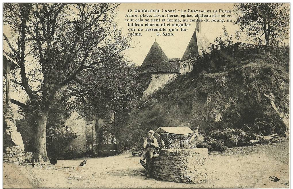 29k - 36 - Gargilesse - Indre - Le Chateau Et La Plage - Arbre, Place, Ravin, Herse, église, Chateau Et Rocher - Autres & Non Classés