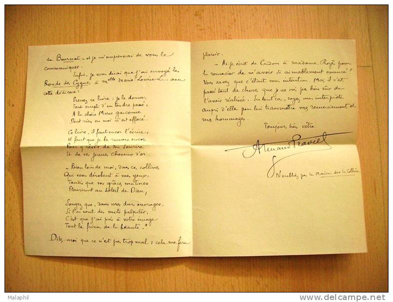 LETTRE AUTOGRAPHE D´ARMAND PRAVIEL - Autres & Non Classés