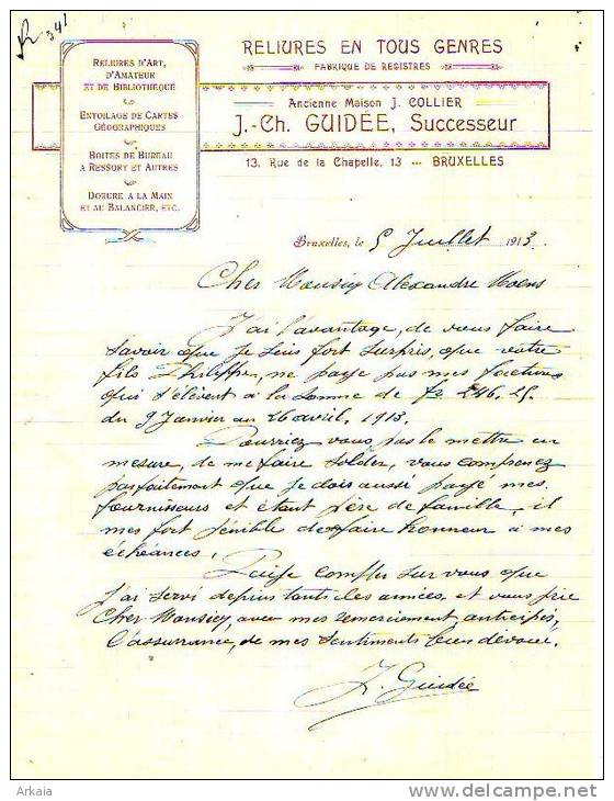 Bruxelles - 1913 - J.-Ch. Guidee, Successeur (ancienne Maison J. Collier) - Drukkerij & Papieren