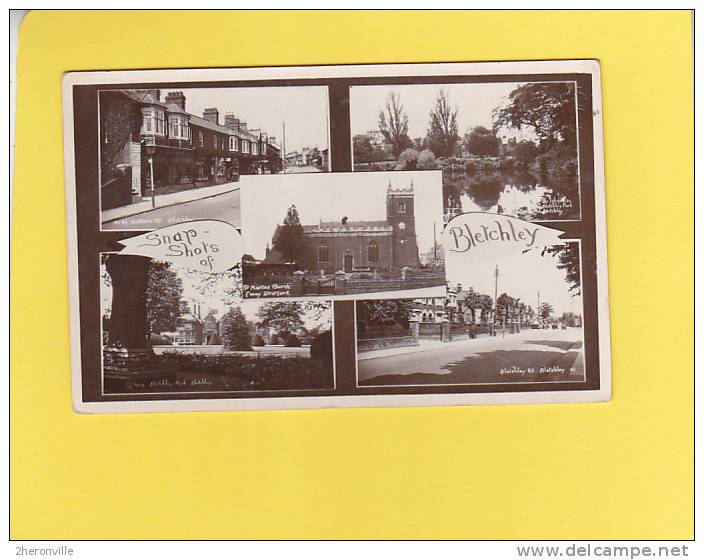 CPA  - SNAP SHOTS OF BLETCHLEY  - Multivues -  Road  - Church - Road Vicotria - Buckinghamshire