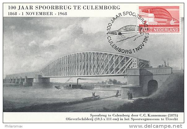 D09757 CARTE MAXIMUM CARD TRIPLE 1968 NETHERLANDS - RAILROAD BRIDGE CULEMBORG CP PHOTOCARD - Bruggen