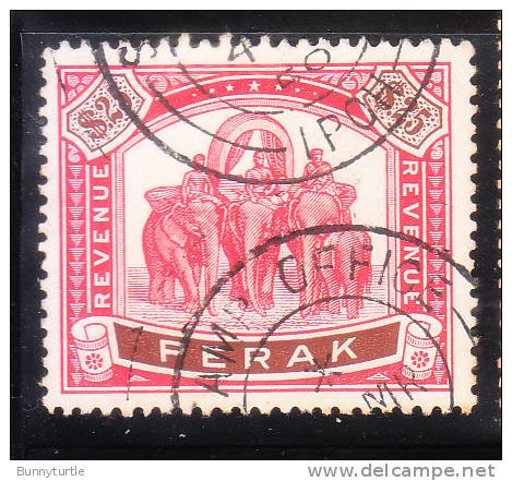 Malaya Perak 1895-99 Elephants $25 Used - Perak