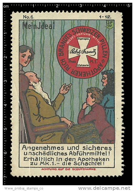 Old Original German Poster Stamp (cinderella Reklamemarke) Pharmacy Apotheke Medicines - Pharmacy