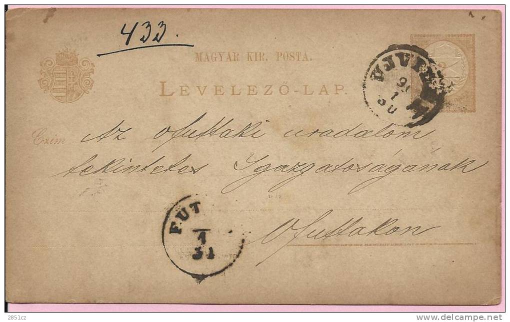 LEVELEZO-LAP, Uj Verbasz - Futtak, 1890., Hungary, Carte Postale - Covers & Documents