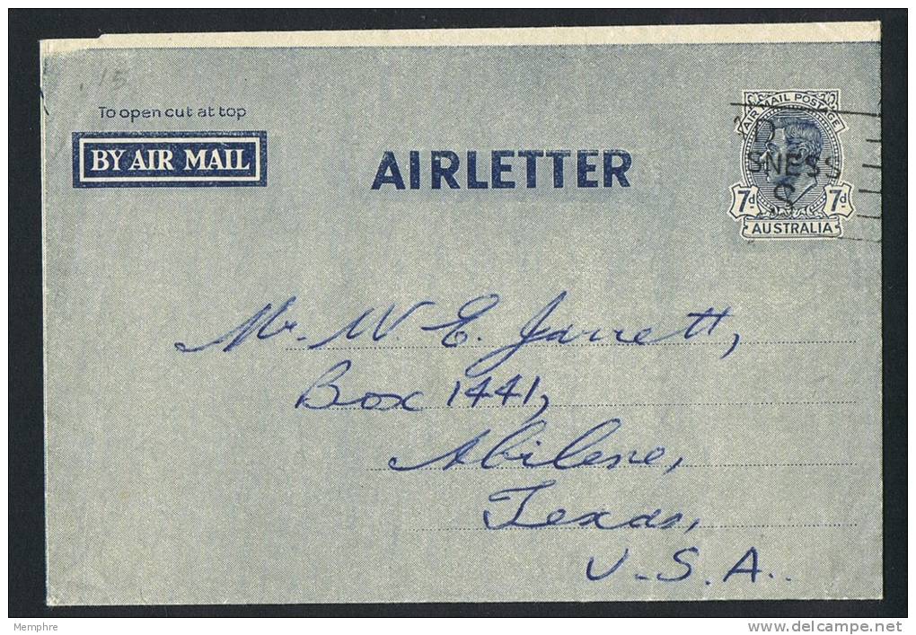 1947 George VI  7 D. Airletter To USA - Aerograms