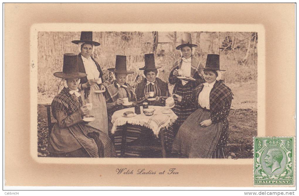 Welsh Ladies At Tea (1914 - Timbre Half Penny Non Oblitéré) - Autres & Non Classés