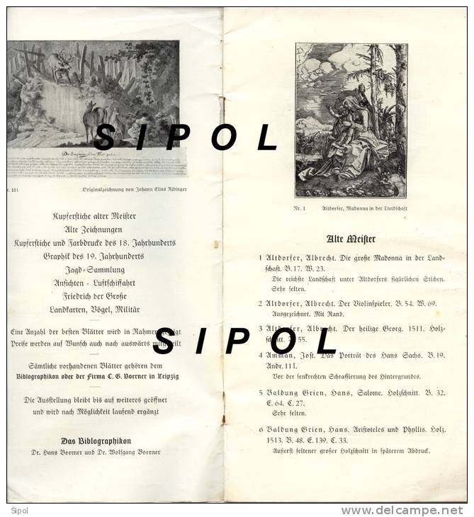 Alte Graphik Verkaufs-Ausstellung 12 Oktober 1940 Das Biblographikon Berlin 16 Pages - Grafik & Design