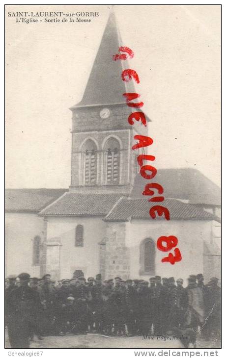 87 - ST LAURENT - SAINT LAURENT SUR GORRE -  L' EGLISE  SORTIE DE LA MESSE - EDITEUR MME FAYE  MODES - Saint Laurent Sur Gorre