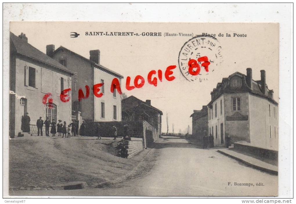 87 - SAINT LAURENT SUR GORRE - PLACE DE LA POSTE - EDITEUR  BONTEMPS - Saint Laurent Sur Gorre