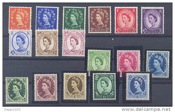 Great Britain Queen Elizabeth II Watermark #20 Mi#257/73 1952 MNH ** - Unused Stamps