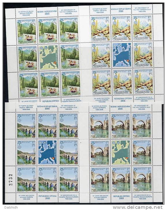 BOSNIAN SERB REPUBLIC 2005 50th Anniversary Of Europa Stamps Sheetlets  MNH / **.  Michel 339-42 Kb - Bosnia And Herzegovina