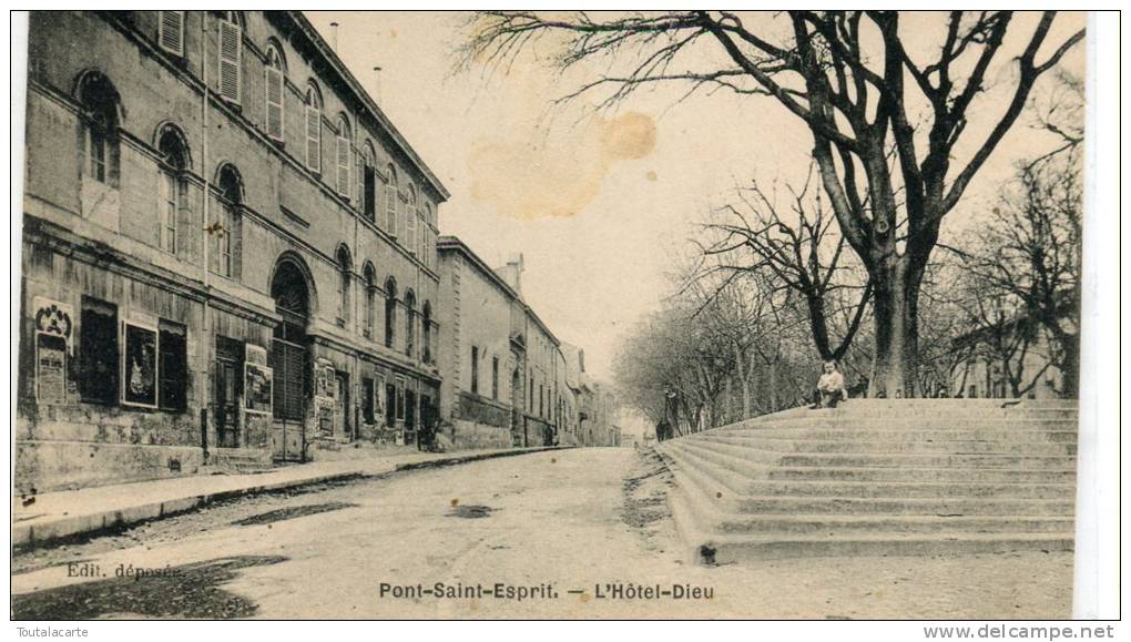 CPA 30 PONT SAINT ESPRIT L HOTEL DIEU 1908 - Pont-Saint-Esprit