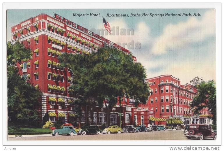 USA, Hot Springs National Park ARKANSAS, MAJESTIC Hotel, 1950 Vintage Advertising Postcard  [c3075] - Hot Springs